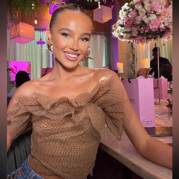 NEW ZARA TULLE POLKA DOT CROP TOP - Picture 3 of 9